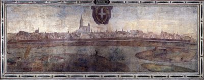 Widok na Wiedeń, Austria. Widok na miasta Imperium Habsburgów. Fresk przedstawiający Dwór Michelozzo w Palazzo Vecchio we Florencji. Malarstwo Sebastiano Veronese, Giovanni Lombardi, Cesare Baglioni i Turino da Piamonte, około 1565 roku. Rozmiar: autorstwa Cesare Baglioni