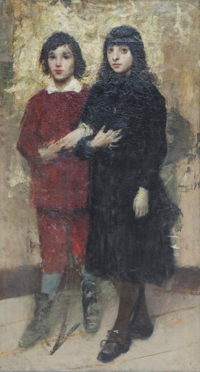 Dwóch kuzynów, Cesare Tallone (olej na płótnie) autorstwa Cesare Tallone