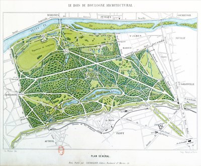 Plan Lasku Bulońskiego w Paryżu, opublikowany przez Caudriliera, 1860 autorstwa Ch. Walter