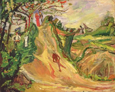Wzgórze z mężczyzną na drodze autorstwa Chaim Soutine