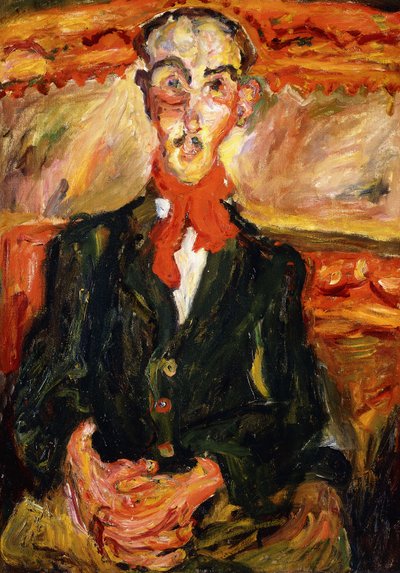 Mężczyzna w czerwonym szaliku; Człowiek w czerwonym szaliku, ok. 1921 autorstwa Chaim Soutine