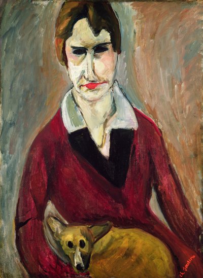 Kobieta z psem, ok. 1917-18 (olej na płótnie) autorstwa Chaim Soutine