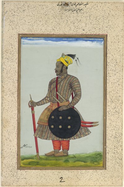 Ikhlas Khan, abisyński oficer w służbie „dynastii Adil Shahi”, ok. 1640 (gwasz ze złotem na papierze) autorstwa Chand Muhammad
