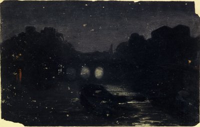 Efekt nocy nad brzegiem Sekwany, ok. 1870 (olej na płótnie) autorstwa Charles Emile Cuisin