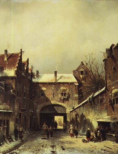 Holenderskie miasto zimą autorstwa Charles Henri Joseph Leickert