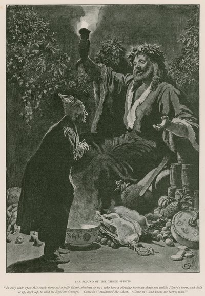 Ilustracja do Opowieści wigilijnej Charlesa Dickensa (lito) autorstwa Charles (after) Green