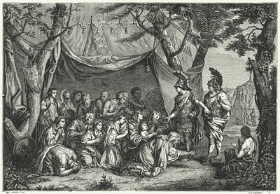 Królowe Persji u stóp Aleksandra (rycina) autorstwa Charles (after) Le Brun