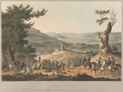 Nr 5. Sabugal nad rzeką Coa Francuzi na pierwszym planie alianci przygotowują się do przekroczenia rzeki autorstwa Charles (after) Turner