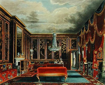 Pokój japoński w Frogmore, rytowany przez R. Reeve, z „Historii królewskich rezydencji w zamku Windsor, Pałacu St. James, Carlton House, Pałacu Kensington, Hampton Court i Frogmore”, wyd. A. Dry autorstwa Charles (after) Wild
