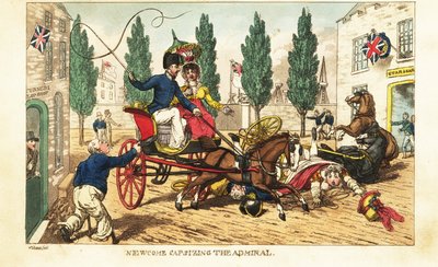 Midshipman Newcome rozbija swój koncert w dwukonnym powozie admirała w Gosport autorstwa Charles (c.1797 1850) (after) Williams