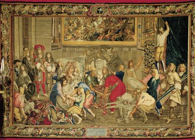 Ludwik XIV z wizytą w Fabryce Gobelinów autorstwa Charles (studio of ) Le Brun