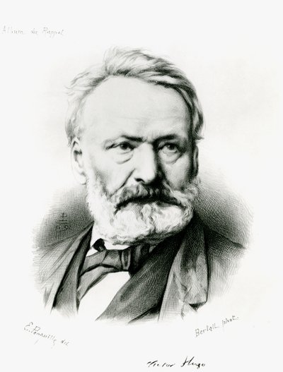Portret Victora Hugo (1802-1885) z „Album du Rappel”, ryty na podstawie fotografii Edme Penauille (zm.1871) 1869 autorstwa Charles Albert d Arnoux Bertall