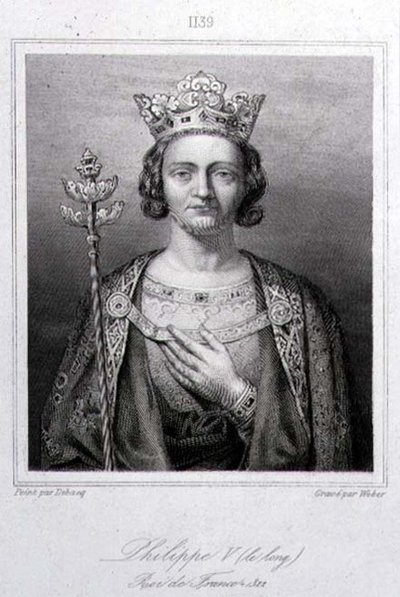 Filip V „Wysoki” (1294-1322) król Francji, ryty przez Webera (grafika) autorstwa Charles Alexandre (after) Debacq