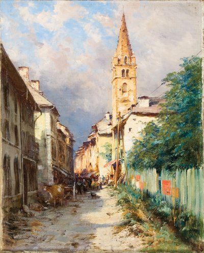 Ulica w Barcelonnette autorstwa Charles Alexandre Bertier