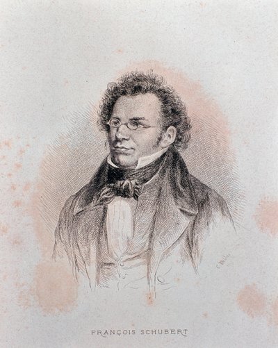 Portret Franza Schuberta (rycina autorstwa Charles Alphonse Deblois