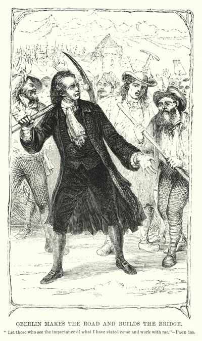 Oberlin robi drogę i buduje most (grawerowanie) autorstwa Charles Altamont Doyle