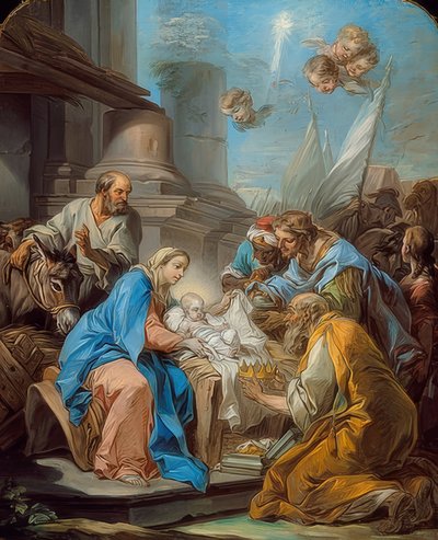 Adoracja Trzech Króli. Około 1760 autorstwa Charles André van Loo