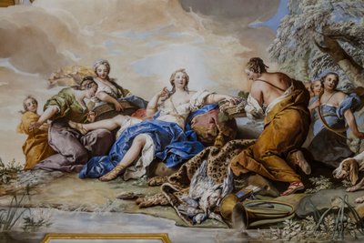 Reszta Diany wśród nimf, Charles-Andre van Loo (1705-1765), fresk autorstwa Charles André van Loo
