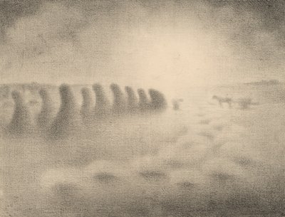Koniec żniw, lata 90. XIX wieku. autorstwa Charles Angrand