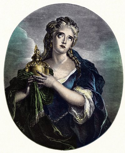 Adrienne Lecouvreur (1692-1730), francuska aktorka w roli "" Cornelia "" w "Mort de Pompee" przez Pierre Corneille. autorstwa Charles Antoine (after) Coypel