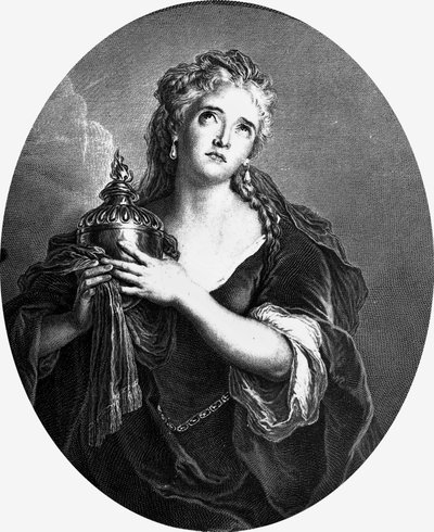 Adrienne Lecouvreur (1692-1730), francuska aktorka w roli "" Cornelia "" w "Mort de Pompee" przez Pierre Corneille. autorstwa Charles Antoine (after) Coypel