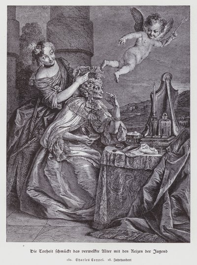Szaleństwo upiększa wyschniętą starość ozdobami młodości autorstwa Charles Antoine (after) Coypel