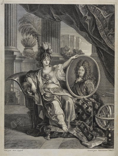 Ludwik XIV (1638-1715), król Francji, protektor nauk - rycina Antoine