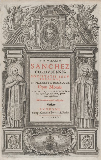 Frontyspis „Opus morale w przykazaniach Dekalogu”, 1637. autorstwa Charles Audran
