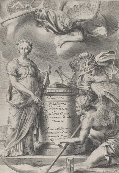 Frontyspis dla Vnuiersa Historia Profana, ca. 1630-70. autorstwa Charles Audran
