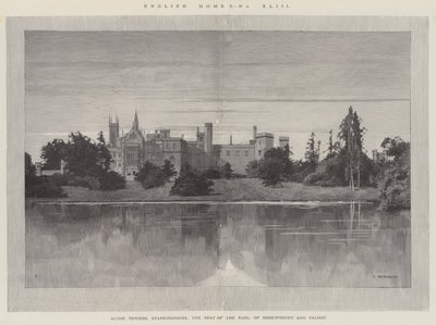 Angielskie domy, Alton Towers, Staffordshire, siedziba hrabiego Shrewsbury i Talbota autorstwa Charles Auguste Loye