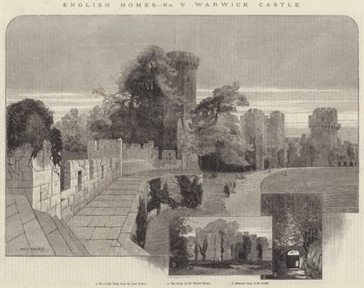 English Homes, Zamek Warwick - rycina autorstwa Charles Auguste Loye
