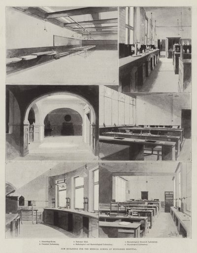 Nowe budynki szkoły medycznej w szpitalu Middlesex autorstwa Charles Auguste Loye
