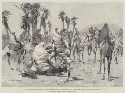 Natarcie na Dongolę, sprowadzenie rannych i więźniów na Wady Halfa, z kobietami i dziećmi autorstwa Charles Auguste Loye