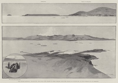 Kwestia chińska, Wei-Hai-Wei, port marynarki wojennej wydzierżawiony Wielkiej Brytanii z wyspą Liu-Kung-Tau, przy wejściu do portu autorstwa Charles Auguste Loye