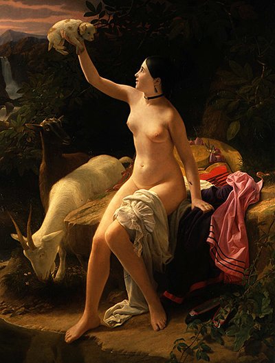 Sielanka pasterska (olej na płótnie) autorstwa Charles Auguste Steuben