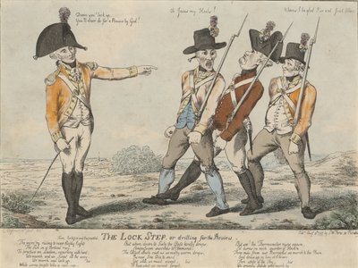 The Lock Step, czyli wiercenie do recenzji, 1797 (kolorowa akwaforta) autorstwa Charles Aylmer
