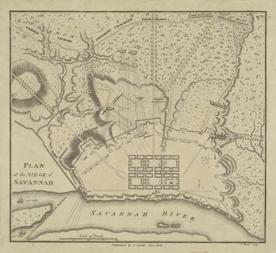Plan oblężenia Savannah autorstwa Charles B. J. Févret de Saint Mémin