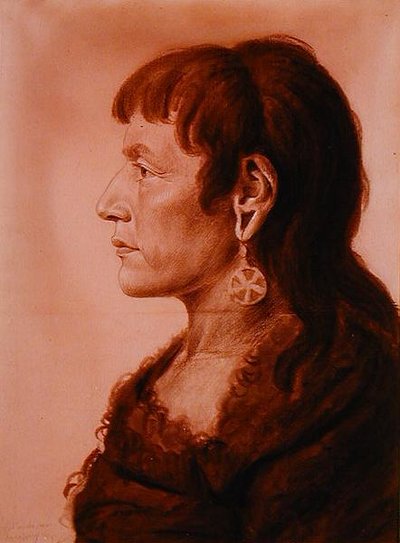 Kobieta z Iowa (ołówek i węgiel na papierze) autorstwa Charles Balthazar Julien Févret de Saint Mémin