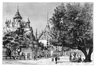 Ulica w Bangkoku w Tajlandii, 1895. autorstwa Charles Barbant