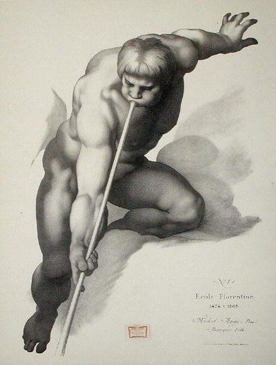 Anioł grający na trąbce, płyta 1 z Cours de Dessin tom II: „Modeles d