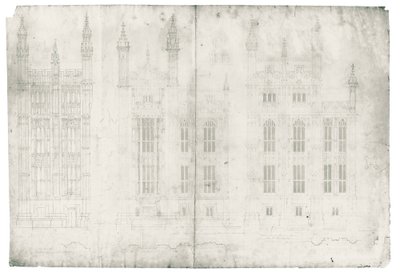 Rysunek dla Houses of Parliament, c.1836-40 (pióro i atrament na papierze) autorstwa Charles Barry