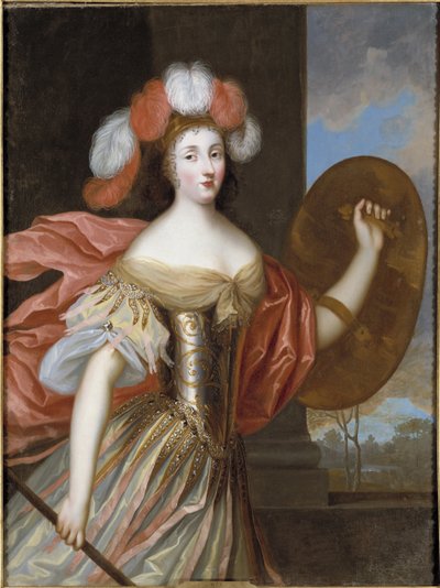 Olympe Mancini, hrabina Soissons i Atena - Portret Olimpii Mancini (1638-1708), hrabina Soissons jako Atena, autorstwa Beaubrun, Charles (1604-1692). Olej na płótnie. Wymiar: 130x99 cm. Muzeum Narodowe w Sztokholmie autorstwa Charles Beaubrun