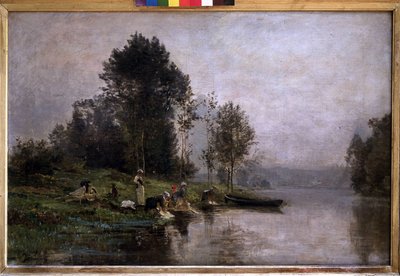 Mglisty poranek nad Oise. n.d (olej na płótnie) autorstwa Charles Beauverie