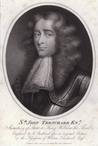 Sir John Trenchard, angielski polityk i sekretarz stanu w Departamencie Północnym za króla Wilhelma III (grafika) autorstwa Charles Bestland