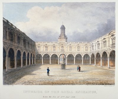 Dziedziniec Królewskiej Giełdy, City of London, 1838. autorstwa Charles Bigot