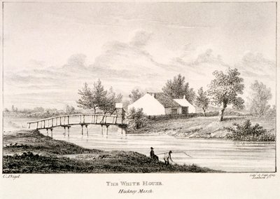 Biały Dom nad brzegiem rzeki Lea, Hackney Marsh, Londyn, c1830 autorstwa Charles Bigot