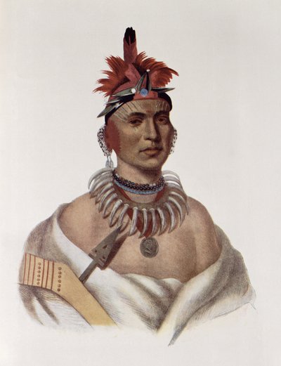 Chon-Ca-Pe lub „Big Kansas”, wódz Oto, ilustracja z „The Indian Tribes of North America, Vol.1”, Thomasa L. McKenneya i Jamesa Halla, wyd. John Grant autorstwa Charles Bird King