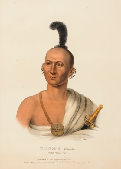 KAI-POL-E-QUAH, FOX Z BIAŁYM NOSEM, z Historii plemion indiańskich Ameryki Północnej autorstwa Charles Bird King