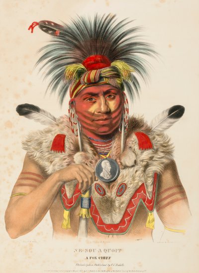 NE-SOU-A-QUOIT. A FOX CHIEF., z Historii plemion indiańskich Ameryki Północnej autorstwa Charles Bird King