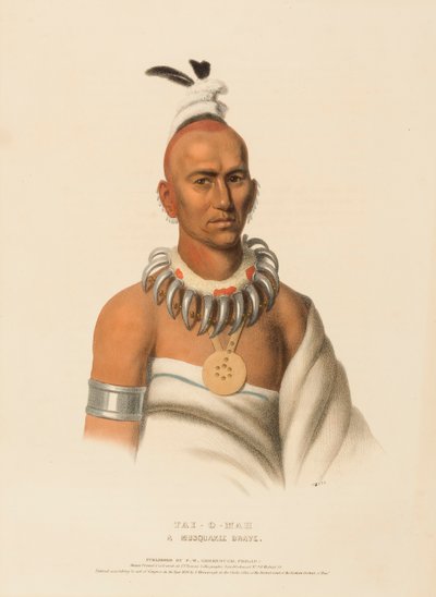 TAI-O-MAH. A MUSQUAKEE BRAVE., z Historii plemion indiańskich Ameryki Północnej autorstwa Charles Bird King